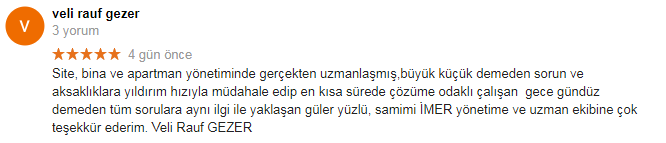 Site yönetim şirketi mersin imer yönetim için google yorumları