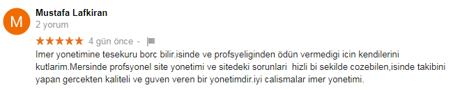 Profesyonel yönetim şirketi mersin imer yönetim için google yorumları